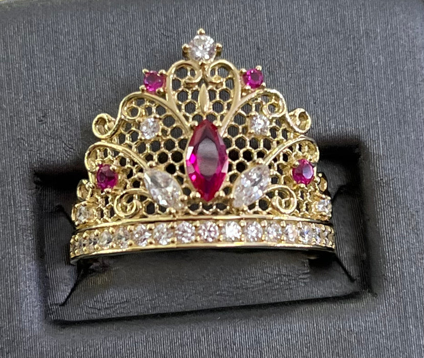 Tiara Fit for a Queen 14k Real Gold Ring