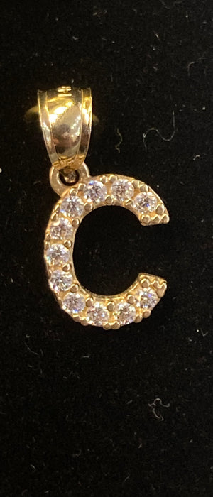 “C” Letter Pendant in 14k Gold