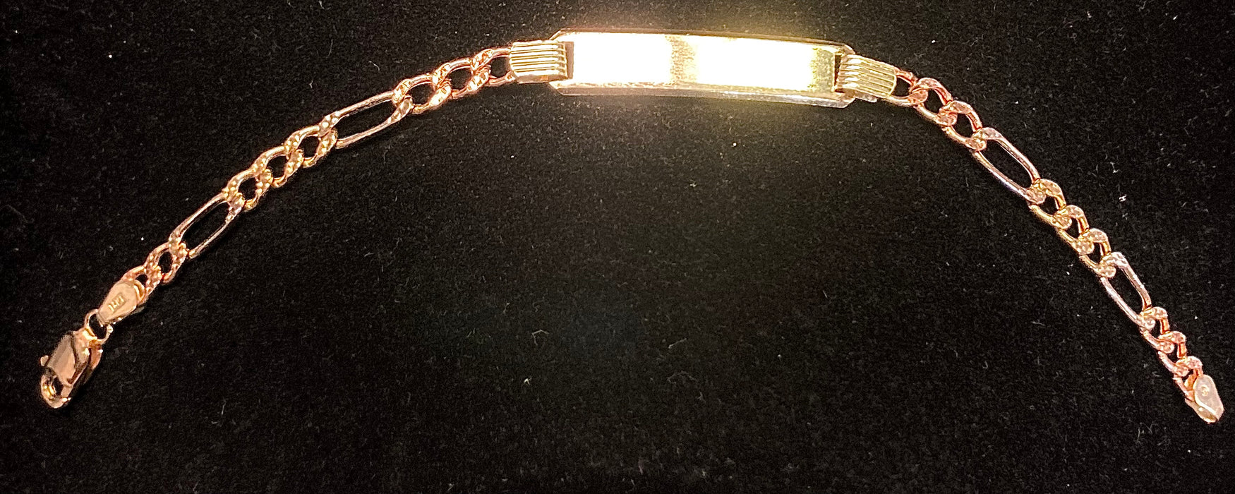 14k Diamond Cut Figaro Bracelet w/ Engravable Plaque