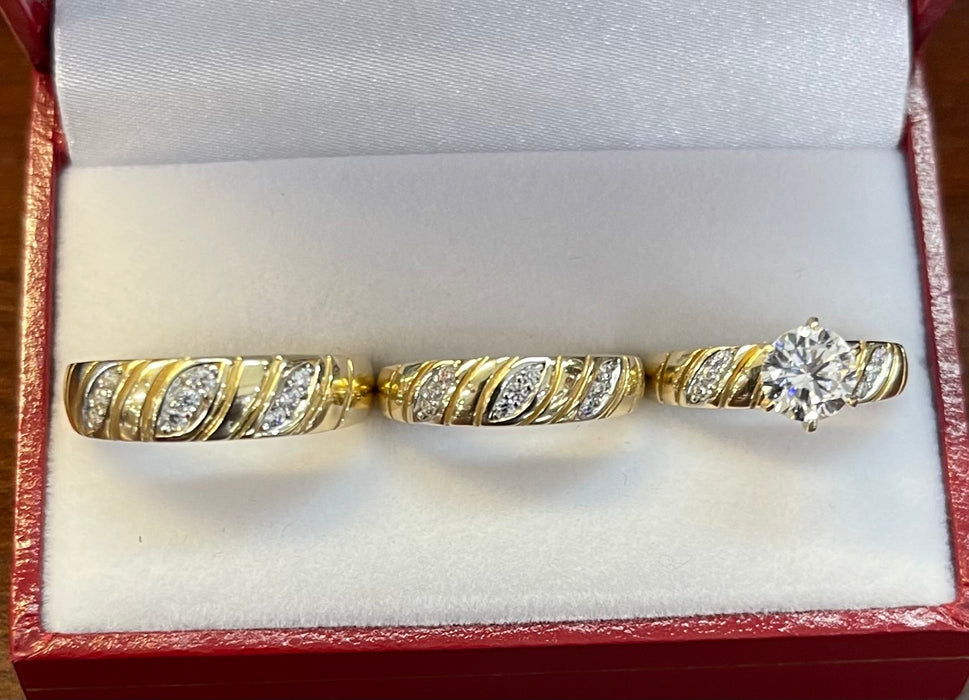 “Pharaoh” Wedding Ring Set (REAL 14k Gold)