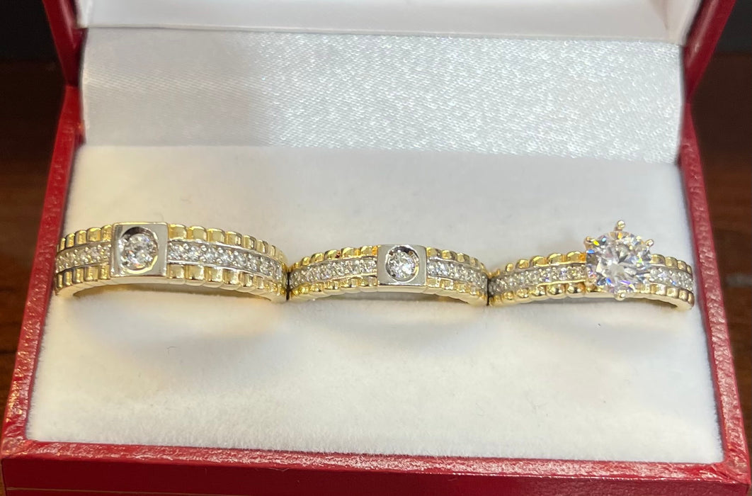 “Uniquely Yours” Wedding Ring Set (REAL 14k Gold)