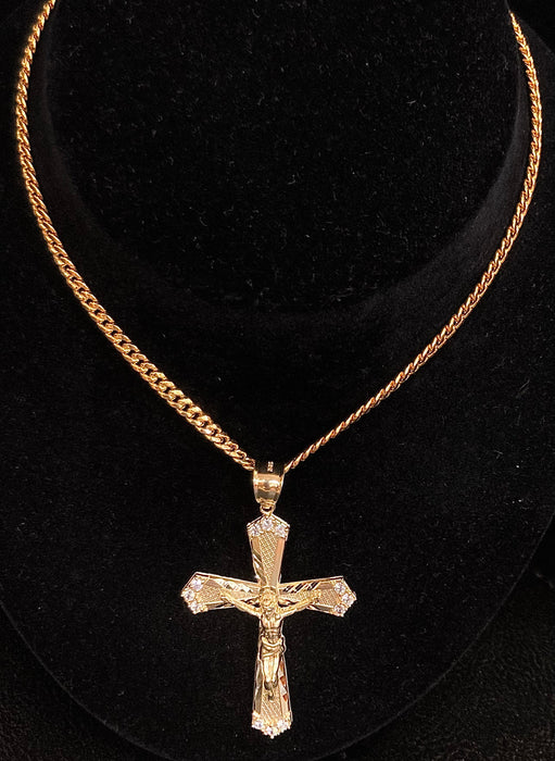 22” Cuban with Crucifix (14k Real Gold)