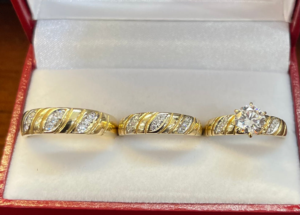 “Pharaoh” Wedding Ring Set (REAL 14k Gold)