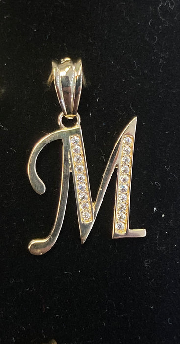 “M” Letter Pendant in 14k Gold