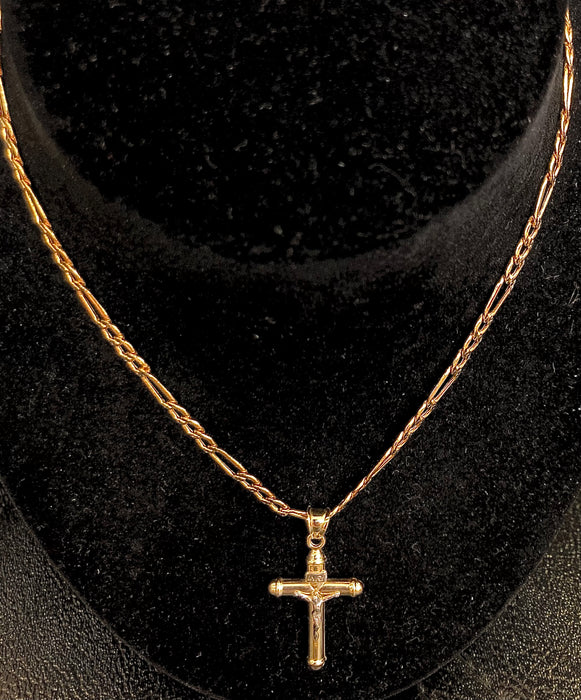 22” Figaro w/ Crucifix (14k Real Gold)