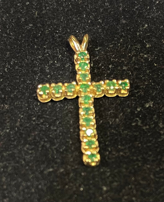 Real Emerald Studded Cross (wrapped in 14k Gold)