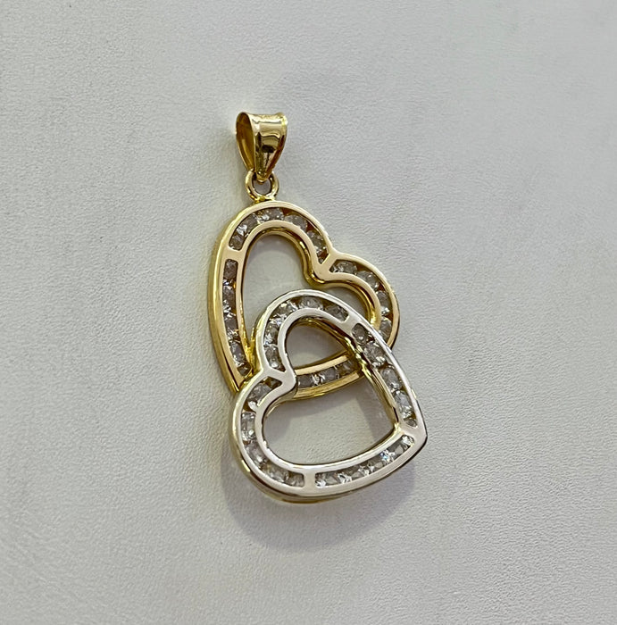 Hearts Yellow and White Gold 14k Real Gold