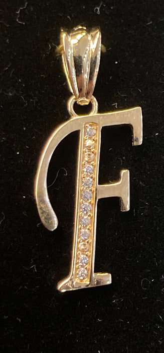 “F” Letter Pendant in 14k Gold