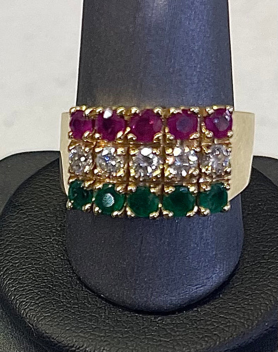 “La Conquistadora” 14k Real Gold w/ REAL Diamonds, Rubies, and Emeralds