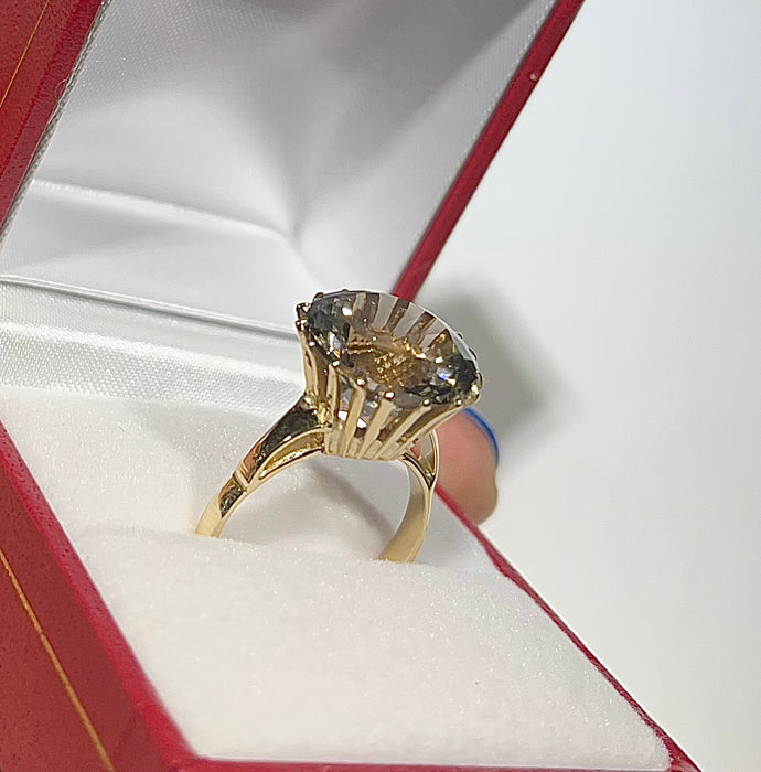 Brown Sapphire 14K Real Gold Ring