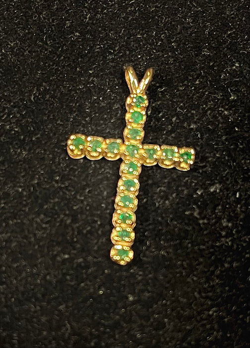 Real Emerald Studded Cross (wrapped in 14k Gold)