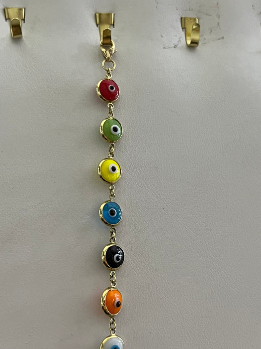 Multi-Colored Protection 14k Real Gold Bracelet