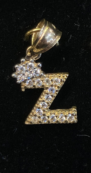 “Z” Letter Pendant in 14k Gold w/ Crown