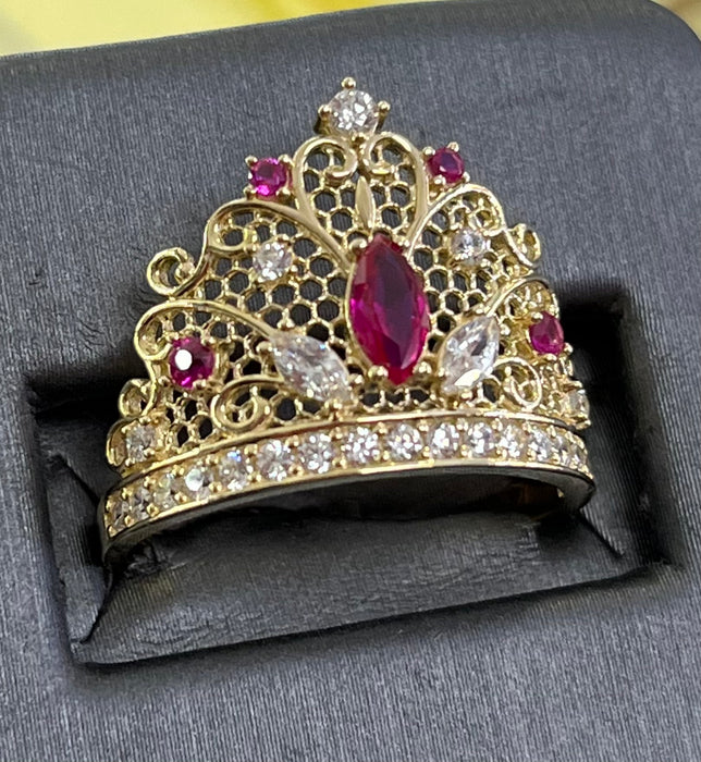 Tiara Fit for a Queen 14k Real Gold Ring