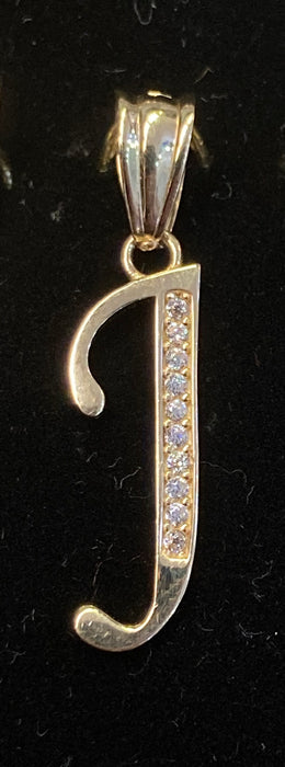 “J” Letter Pendant in 14k Gold