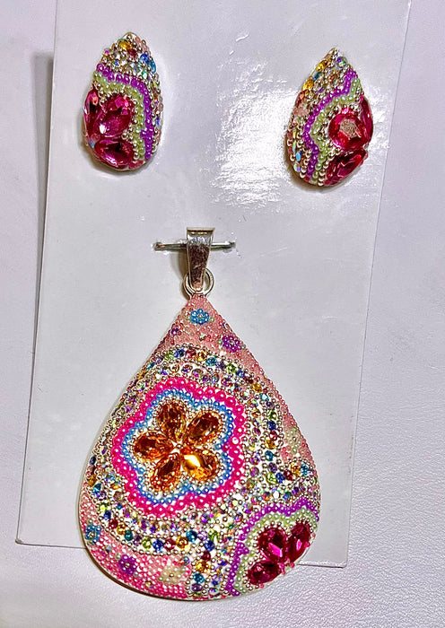 Faberge Teardrop Pendant & Earrings