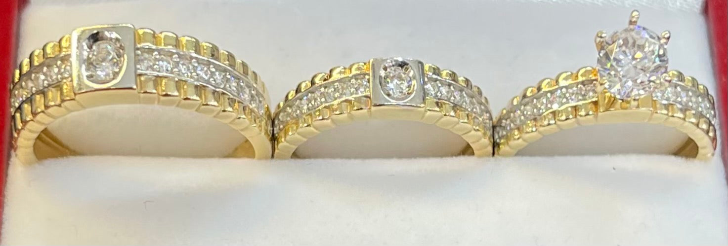 “Uniquely Yours” Wedding Ring Set (REAL 14k Gold)