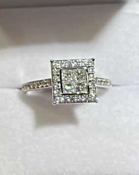 “Picture Perfect” (.64ct in Total Diamonds - 14k White Gold - Princess Cut - Pavé Style)