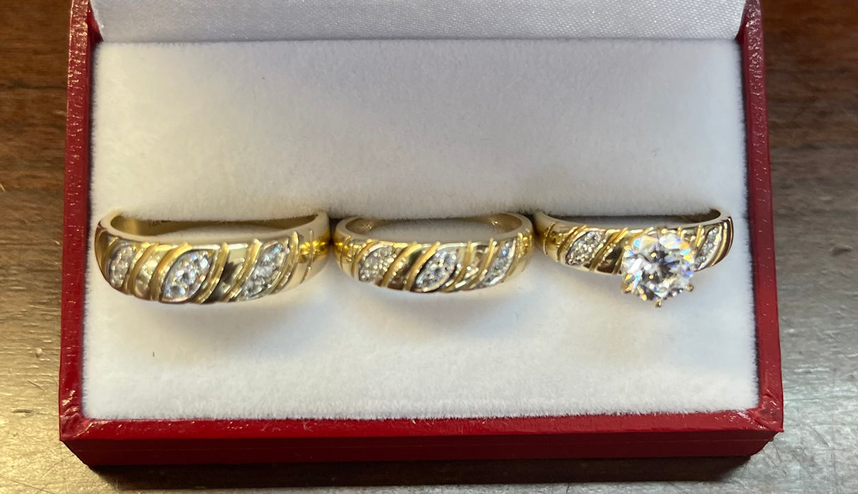 “Pharaoh” Wedding Ring Set (REAL 14k Gold)