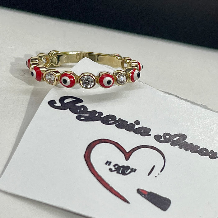 Red Evil Eye Ring (14k Real Gold)