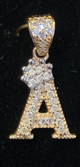 “A” Letter Pendant in 14k Gold w/ Crown