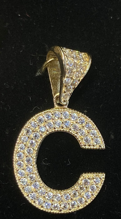 “C” Letter Pendant in 14k Gold