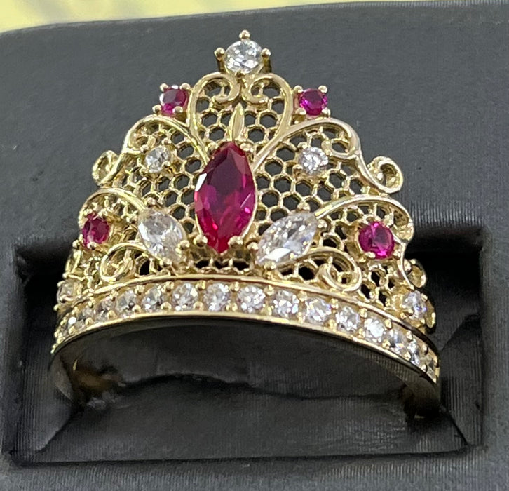 Tiara Fit for a Queen 14k Real Gold Ring