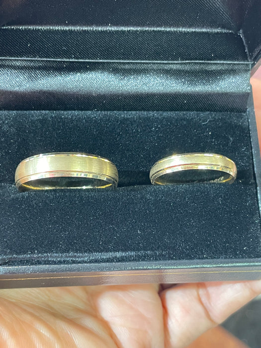 Wedding Bands Chiseled Design (14k Real Gold)