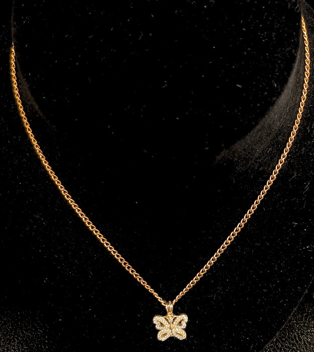 18” Cuban with Butterfly Pendant (14k Real Gold)