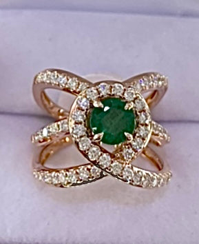 “Nebula” (1.5ct total in Diamonds - 18k Rose Gold - Real Emerald)