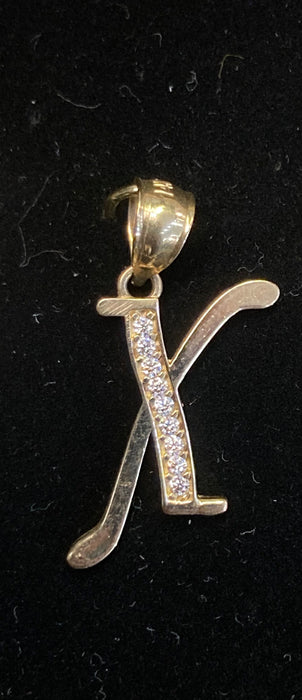 “X” Letter Pendant in 14k Gold