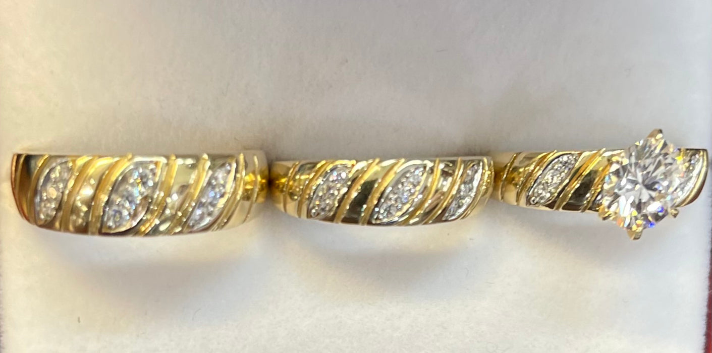 “Pharaoh” Wedding Ring Set (REAL 14k Gold)