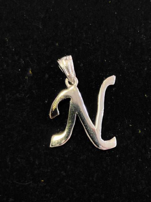 “N” Letter Pendant in Silver